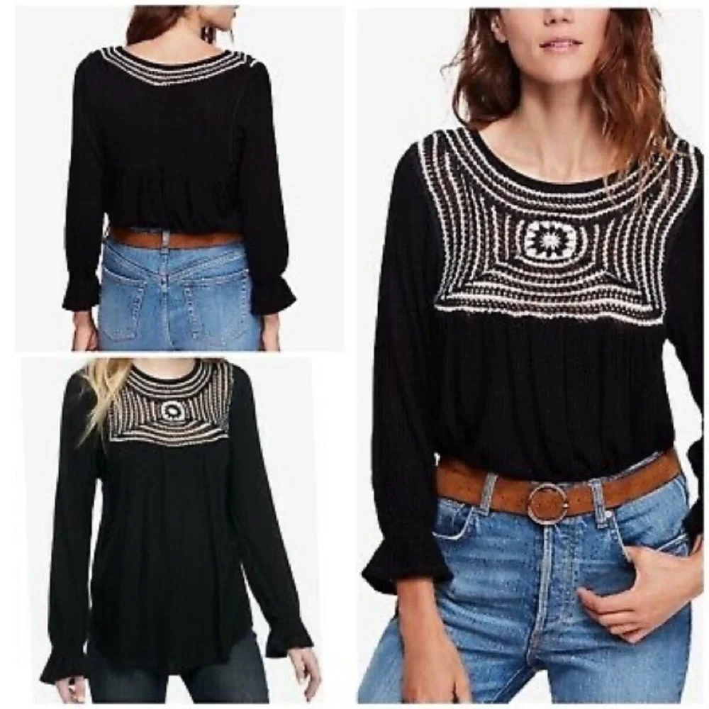 EUC Free People Soul Mate Bohemian Crochet Top Size Medium